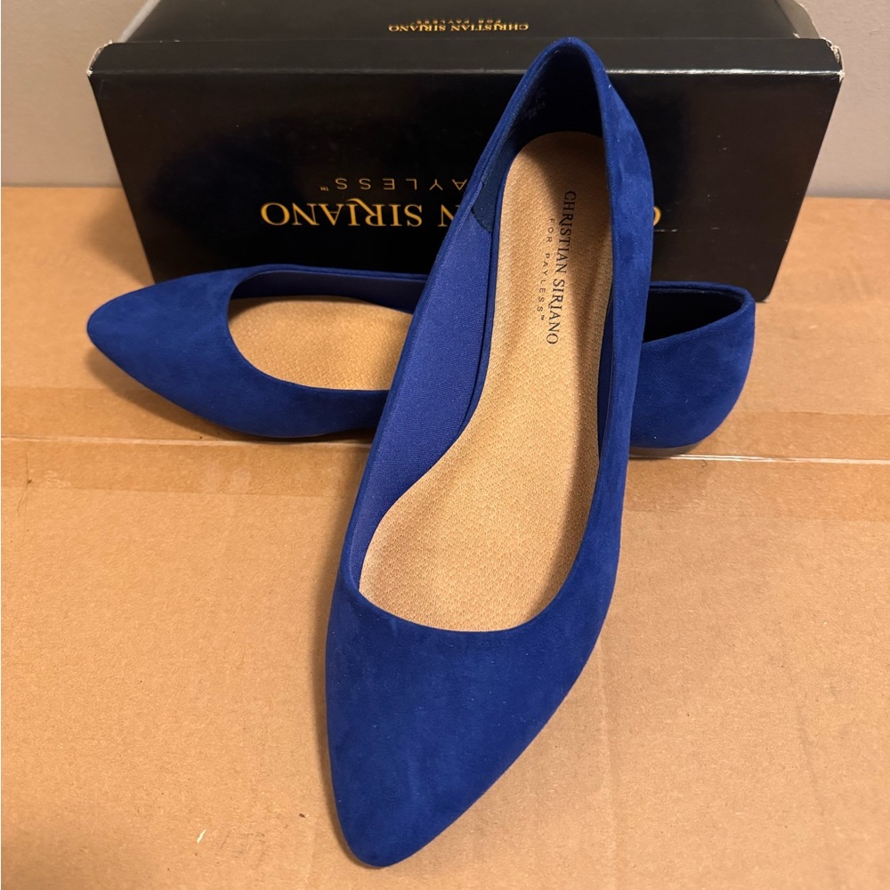 Brand New Christian Siriano Blue Flats Platform Pumps no heels Shoes